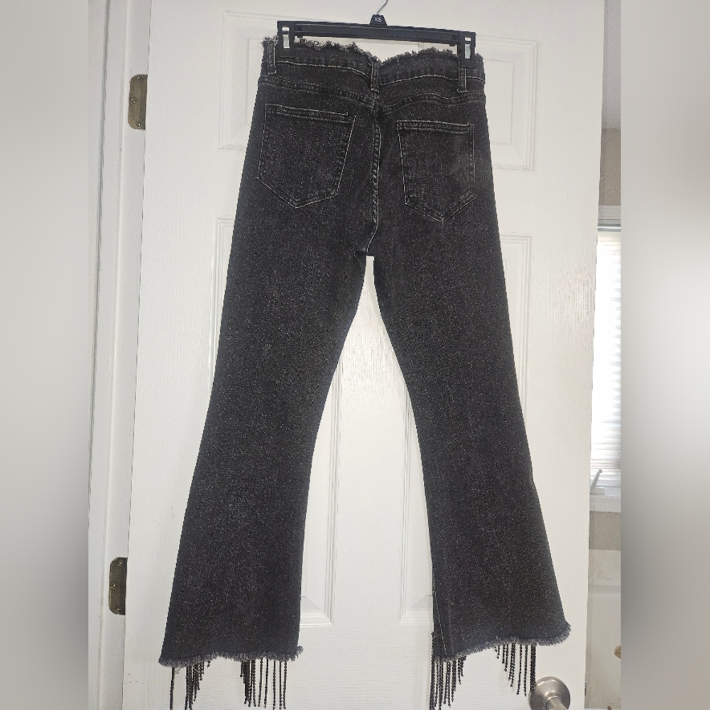 Blue B Collection Rhinestone High Rise Cropped Flare Jeans Size Small - Picture 7 of 12